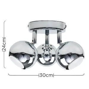 ValueLights Retro Silver Chrome 3 Way Round Plate Adjustable Eyeball Ceiling Spotlight