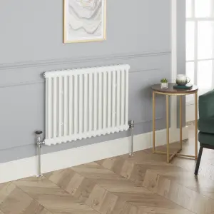 GoodHome Polished Silver Angled Radiator valve & lockshield (Dia)15mm x ½"