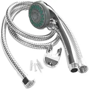 8 Function Shower Head + Hose Fittings Bracket Chrome Bathroom Multi Function