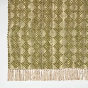 Homescapes Lima Handwoven Green Cotton Textured Rug, 90 x 150 cm