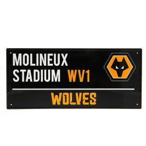 Wolverhampton Wanderers FC Street Sign Plaque Black/White/Yellow (One Size)