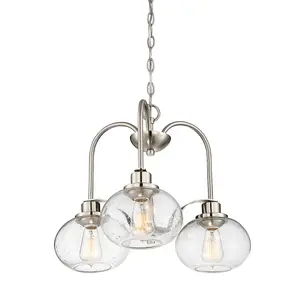 Elstead Trilogy 3 Light Chandelier, Brushed Nickel, E27