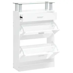 Berkfield Shoe Cabinet High Gloss White 63x24x104 cm Engineered Wood