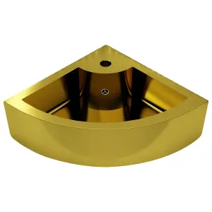 Berkfield Wash Basin with Overflow 45x32x12.5 cm Ceramic Gold