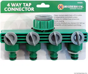 New 4 Way Tap Connector Adapter Garden Hose Pipe Adaptor Outlet Splitter