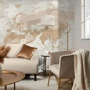 World Map Mural In Neutral (350cm x 240cm)