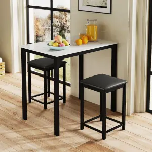 Costway 3-Piece Dining Table Set Modern Bar Table w/ 2 Upholstered Bar Stools