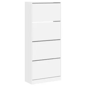 Berkfield Shoe Cabinet with 4 Flip-Drawers White 80x34x187.5 cm