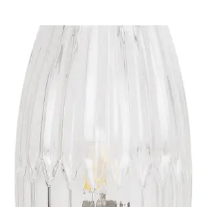 First Choice Lighting Set of 2 Facet Chrome with Clear Faceted Glass Table Lamps