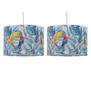 First Choice Lighting Set of 2 Parrot Velvet Parrot Design 30cm Pendant or Table Lamp Shades