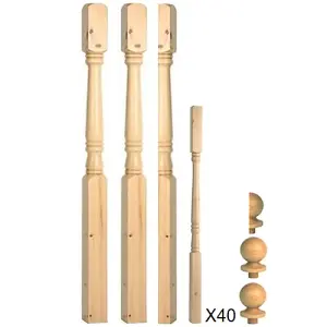 Solid Pine Complete 90mm Georgian Newel Post and 41mm Spindle Kit UK Manufactured Traditional Products Ltd