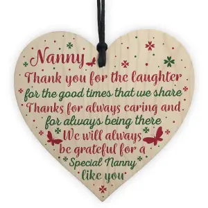 Red Ocean Nanny Gifts For Christmas Wooden Heart Thank You Nan Birthday Gift Grandparents Plaque