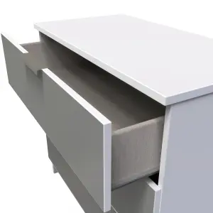 Poole 3 Drawer Chest in Uniform Grey Gloss & White (Ready Assembled)