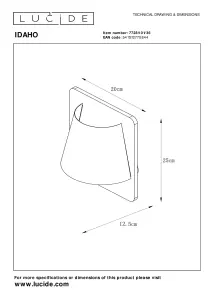 Lucide Idaho Modern Wall Light - 1xE14 - Grey