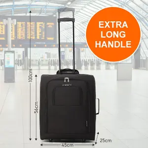 5 Cities 56x45x25 Trolley Bag EasyJet/ British Airways/ Jet2 Maximum Cabin Approved Carry On Suitcase 60L Capacity with 2 Wheels L