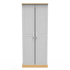 Whitby 2 Door Wardrobe with Shelf & Hanging Rail in Grey Ash & Oak (Ready Assembled)