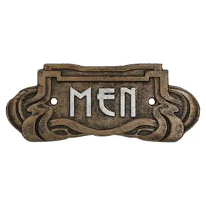 Art Nouveau Mens Toilet Cast Iron Sign Plaque Door Wall Cafe Shop Pub Hotel Bar