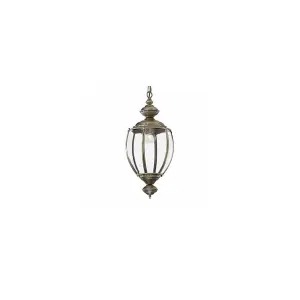 Luminosa Norma 1 Light Ceiling Lantern Pendant Antique Brass, Clear Glass, E27