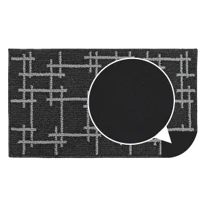 JVL Vector Machine Washable Latex Backed Doormat, 40x70cm, Black