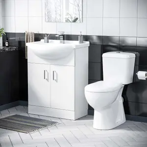 Nes Home 650 mm Basin Vanity Sink Unit & Back To Wall Toilet Suite