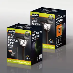 1.5m Tall Black Garden Lamp Post Lights - Solar Powered - Weatherproof - Rechargeable - Easy Assembly And Installation