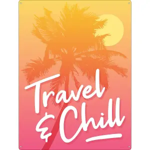 Grindstore Travel & Chill Tin Sign Pink/Yellow (One Size)