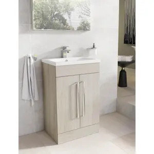 515mm Single Bathroom Vanity with Semi-Recessed Ceramic Basin Light Elm