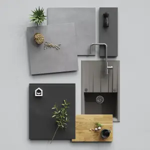 GoodHome Garcinia Gloss anthracite integrated handle Gloss anthracite Tall wall Cabinet door (W)600mm (H)895mm (T)19mm