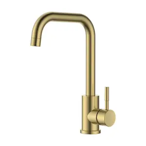 Reginox Salina BG Single Lever Square Neck Brushed Gold Kitchen Mixer Tap