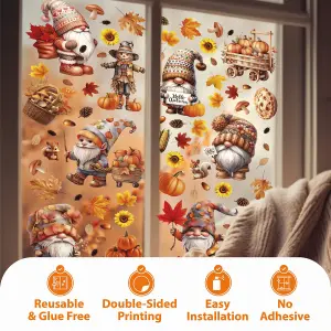 Autumn Gnomes With Pumpkins Window Clings