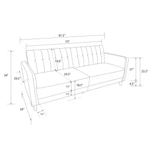 Pin tufted transitional Sofa Bed in velvet grey