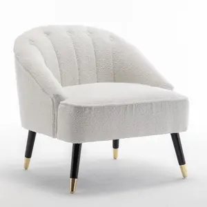 Boucle Teddy Fabric White Kensington Accent Chair