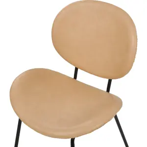 Set of 2 Dining Chairs LUANA Faux Leather Sand Beige