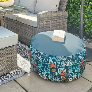 rucomfy Printed Outdoor Sea Breeze Drum Pouffe Beanbag