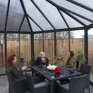 Palram - Canopia Garda Grey Hexagonal Gazebo, (W)5.17m (D)5.95m - Assembly required