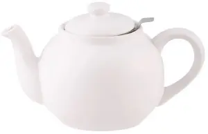 1.5L Teapot - Stoneware/Stainless Steel - L26 x W14.5 x H14.5 cm - White