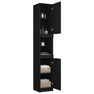 Berkfield Bathroom Cabinet Black 32x34x188.5 cm Engineered Wood