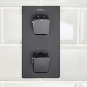 Bristan Noctis Matt Black Recessed Thermostatic Mixer Multi head shower