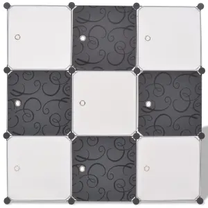 Storage Cube Organiser with 9 Compartments Black and White