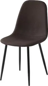 Set of 4 Brown Linen Fabric Dining Chairs with Upholstered Seat and Metal Legs-Bella