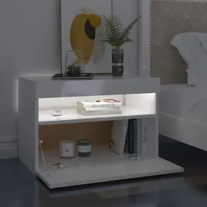 Berkfield TV Cabinet with LED Lights High Gloss White 60x35x40 cm