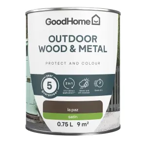 GoodHome Outdoor La paz Satinwood Multi-surface paint, 750ml