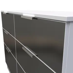 Poole 6 Drawer Wide Chest in Black Gloss & White (Ready Assembled)