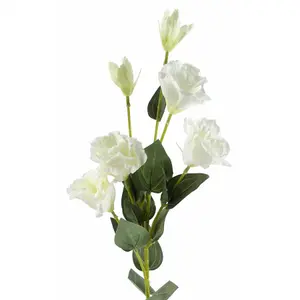 Pack of 6 x 80cm Artificial White Wild Rose Stem - 6 Flowers