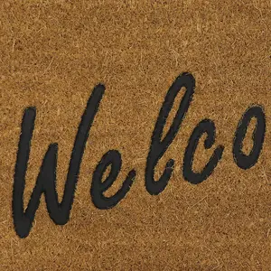 JVL Rubber Embossed PVC Backed Coir Doormat, 40x60cm, Welcome