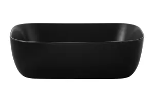 Bathroom Countertop Basin Oval Sit On Sink 455mm 45.5cm Black Ceramic Hapi