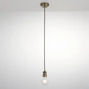 Antique brass effect E27 Cable light set (L)1500mm