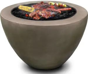 Homeology Fireology DIABLO Dark Grey Contemporary Garden Fire Pit Brazier and Barbecue Fully Assembled