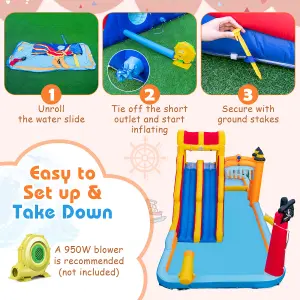 Costway Kids Inflatable Water Park Slide Children Wet Dry Combo Bounce House