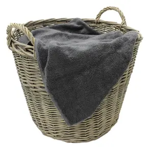 Chunky Hand Woven Wicker Laundry Basket with Handles